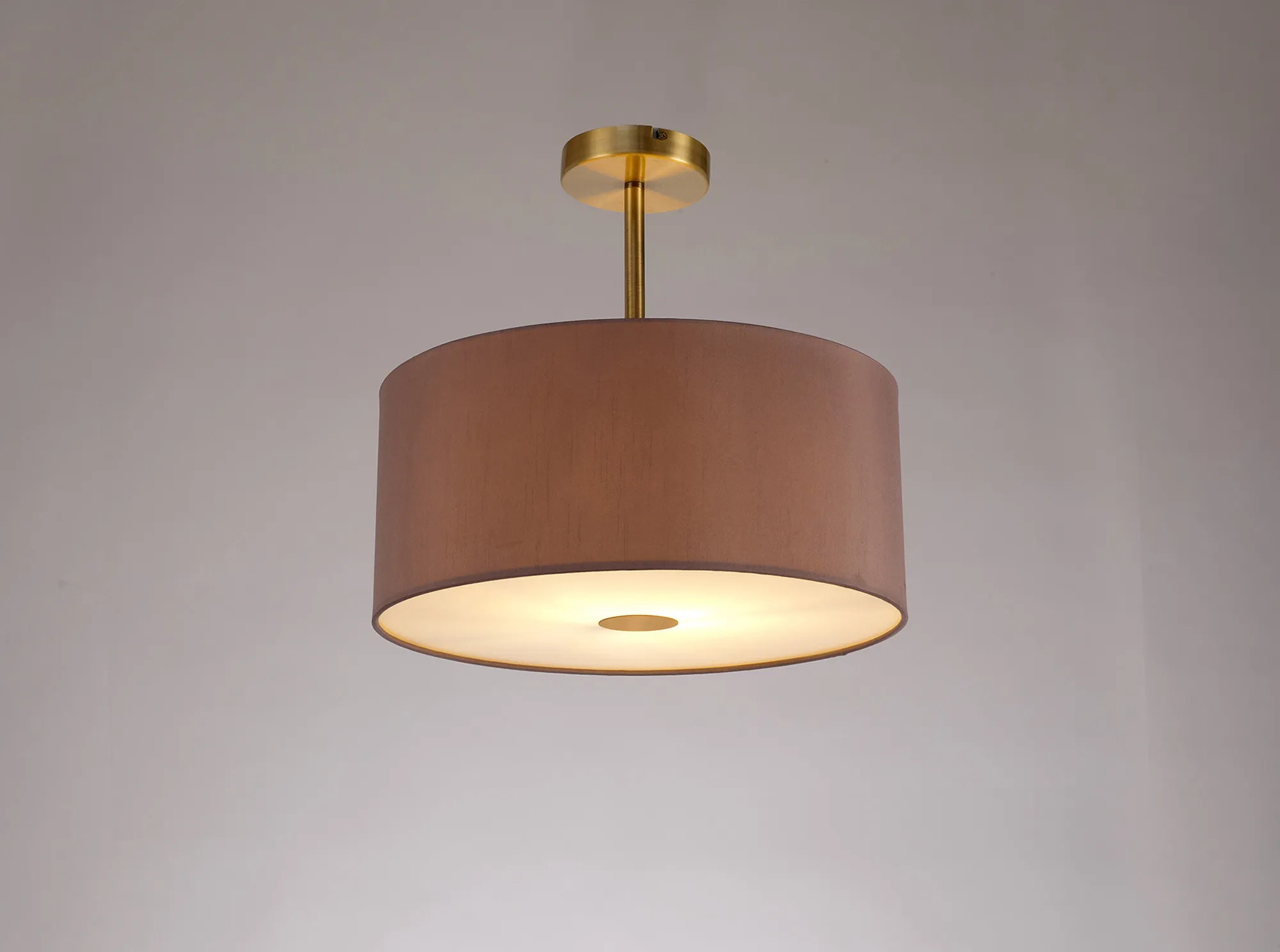 Baymont 40cm Semi Flush 1 Light Antique Brass, Taupe/Halo Gold, Frosted Diffuser DK0177  Deco Baymont AB TA